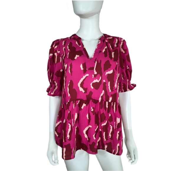 Umgee Magenta The Linley Top Puff Sleeve Blouse - Picture 1 of 6